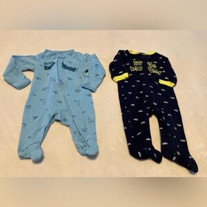 Carter's Blue Dinosaur and Navy Car Little Brother Footies